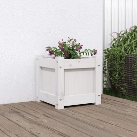 Jardinera de madera maciza de pino blanca 31x31x31