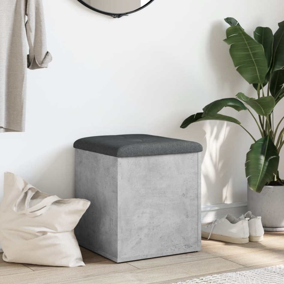 Banco con almacenaje madera ingeniería gris hormigón