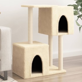 Rascador para gatos con postes de sisal color crema 86