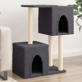 Rascador para gatos con postes de sisal gris oscuro 86