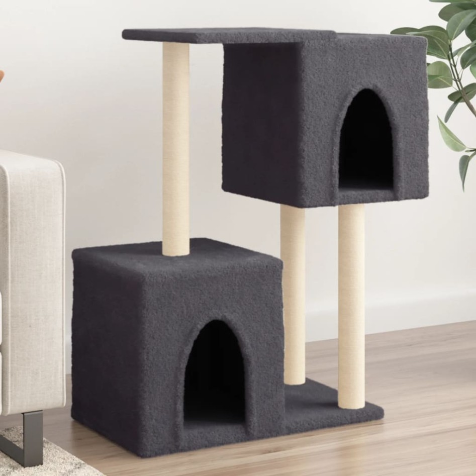 Rascador para gatos con postes de sisal gris oscuro 86