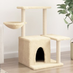 Rascador para gatos con postes de sisal color crema 83
