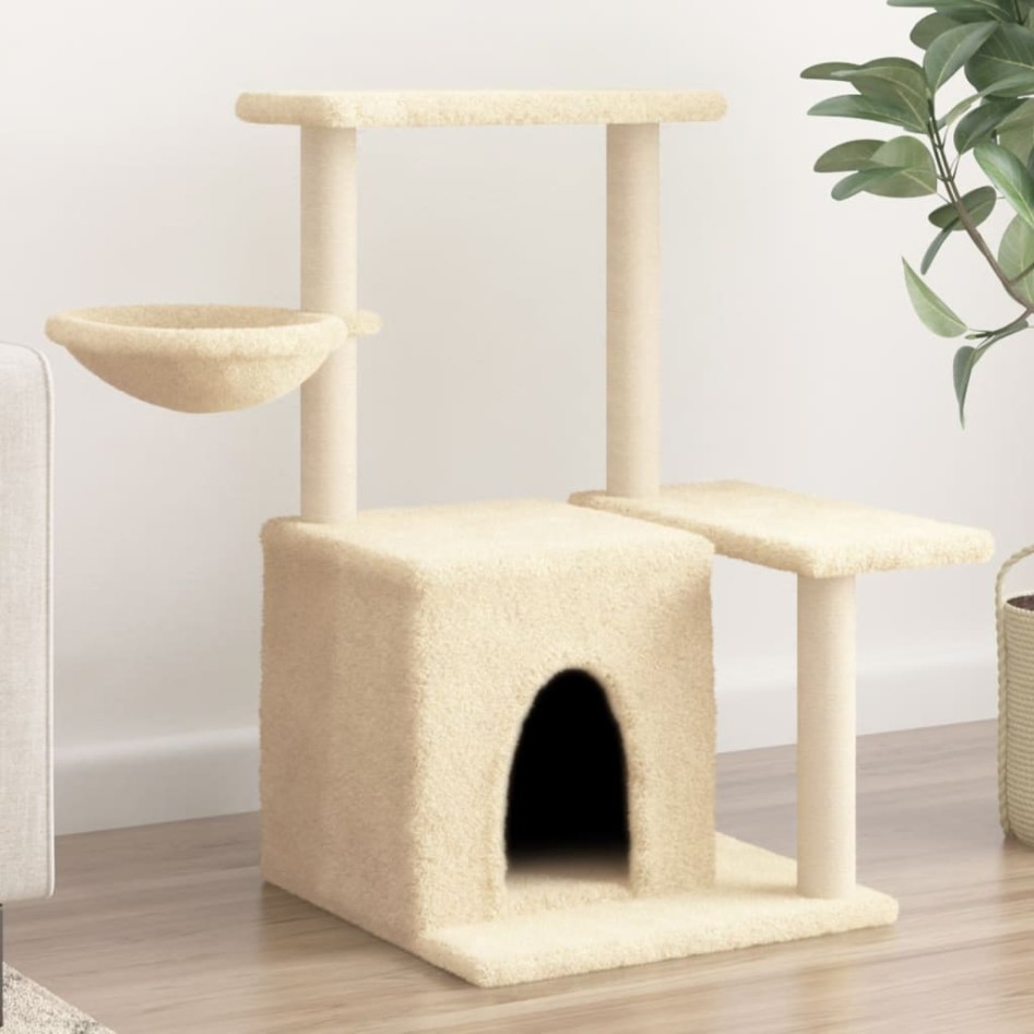 Rascador para gatos con postes de sisal color crema 83