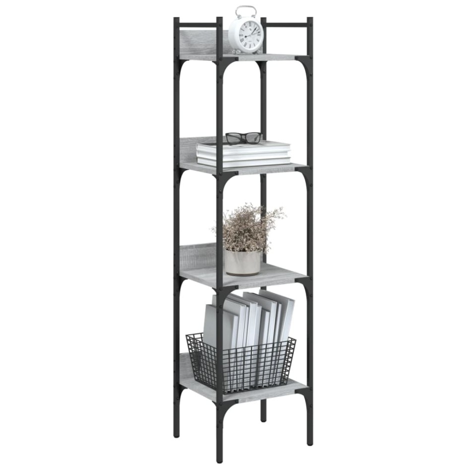 Librería de 4 estantes madera gris Sonoma 35x30x138,5