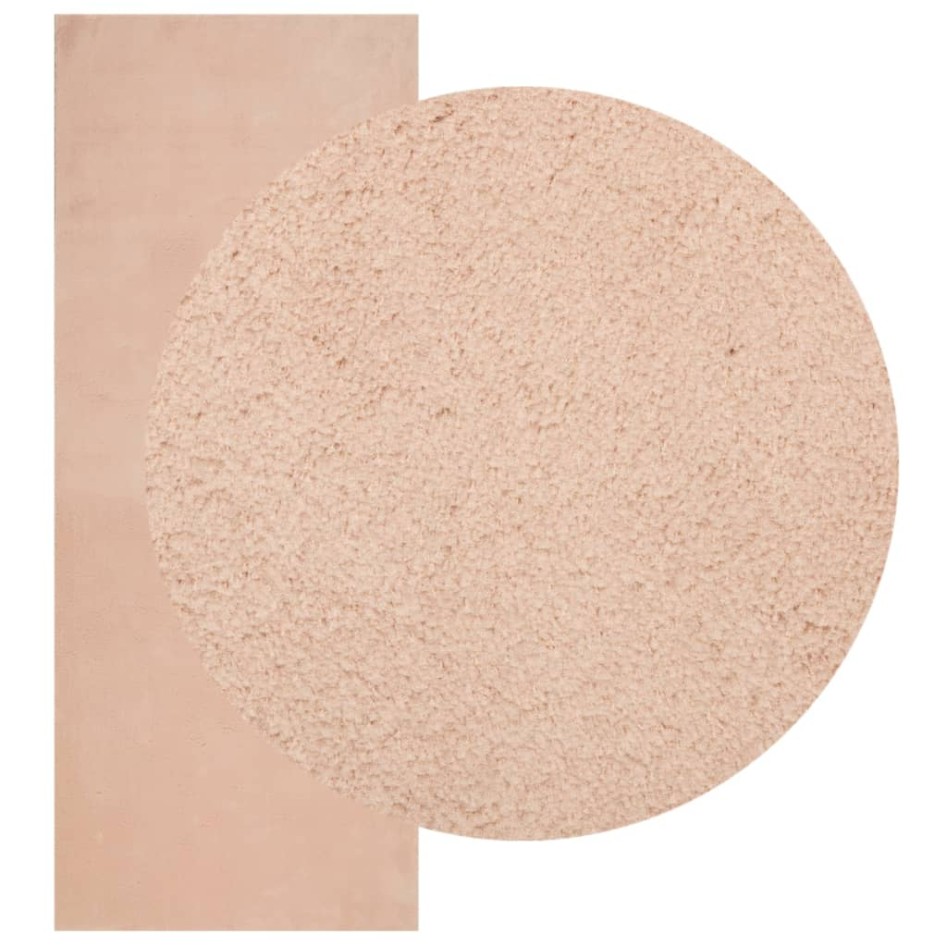 Alfombra de pelo corto suave lavable HUARTE rosado 80x200