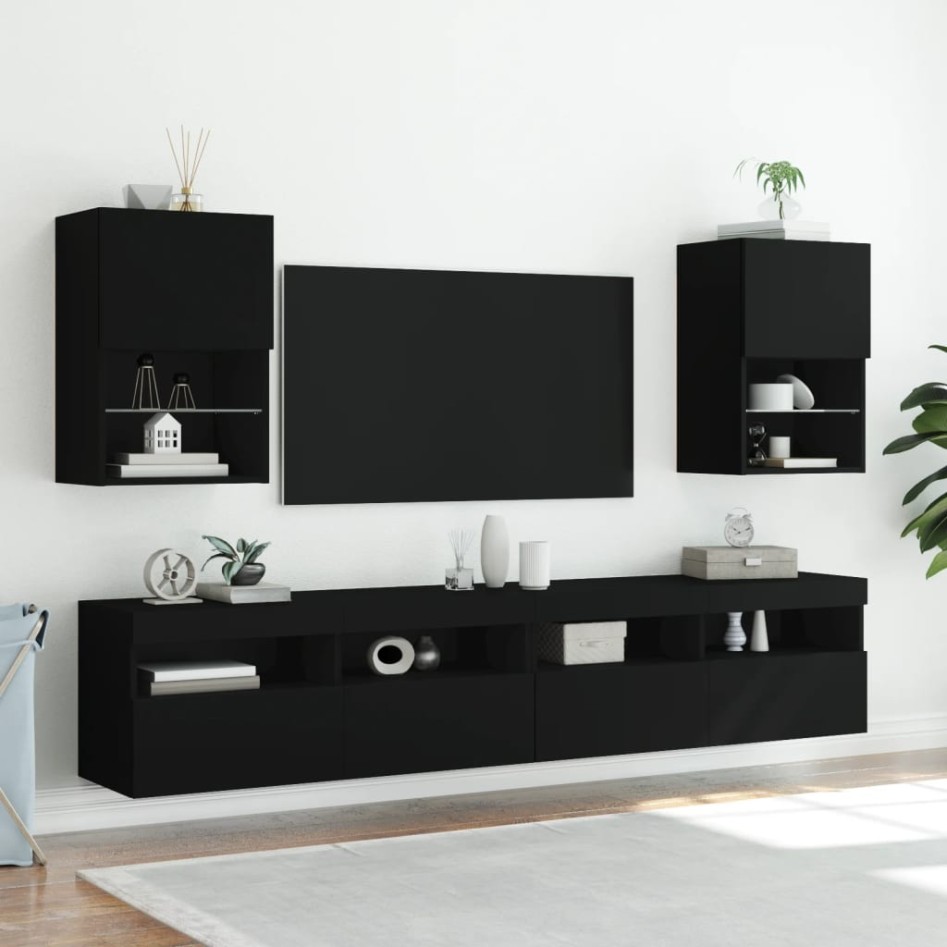 Mueble para TV con luces LED negro 40,5x30x60