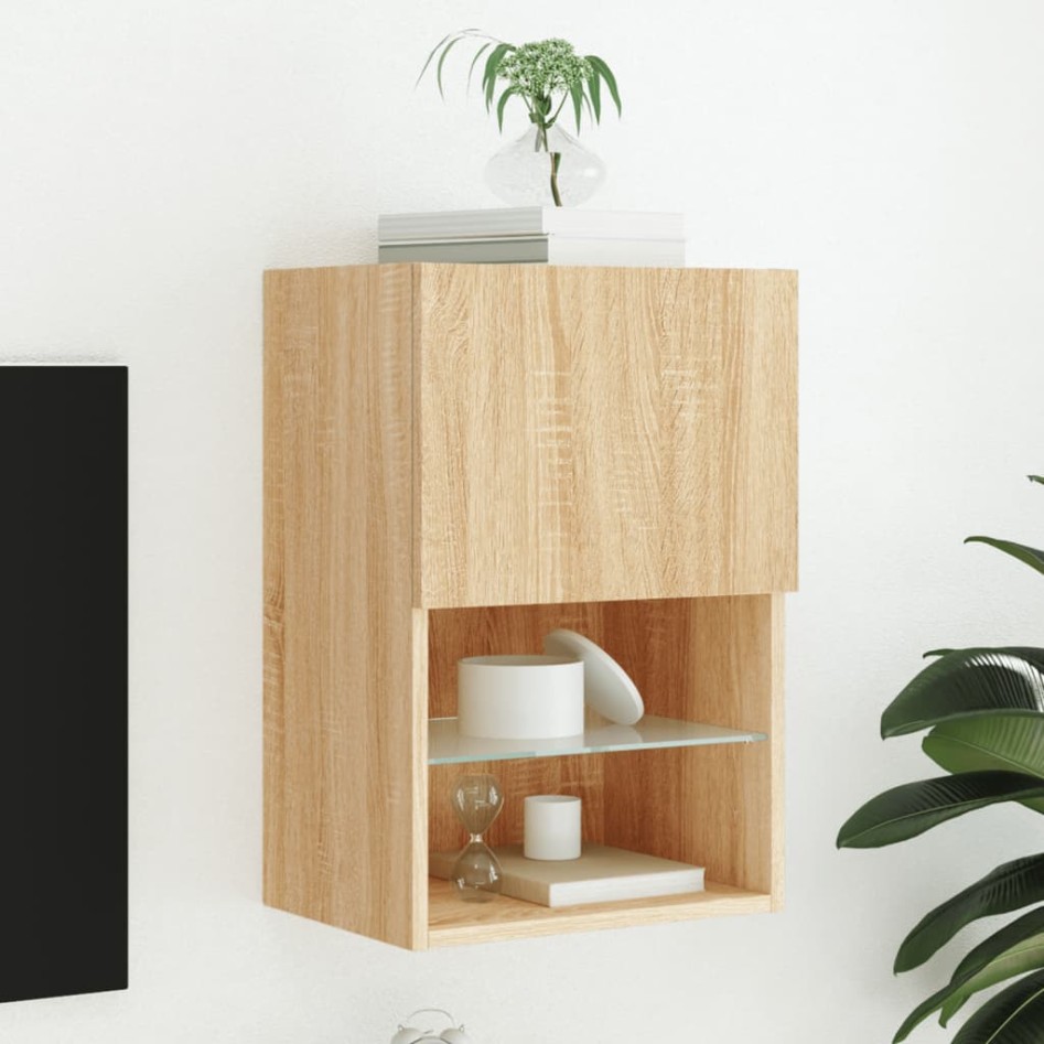 Mueble para TV con luces LED roble Sonoma 40,5x30x60