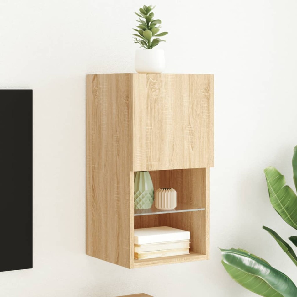 Mueble para TV con luces LED roble Sonoma 30,5x30x60