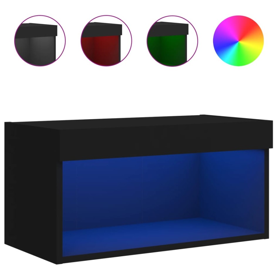 Mueble para TV con luces LED negro 60x30x30