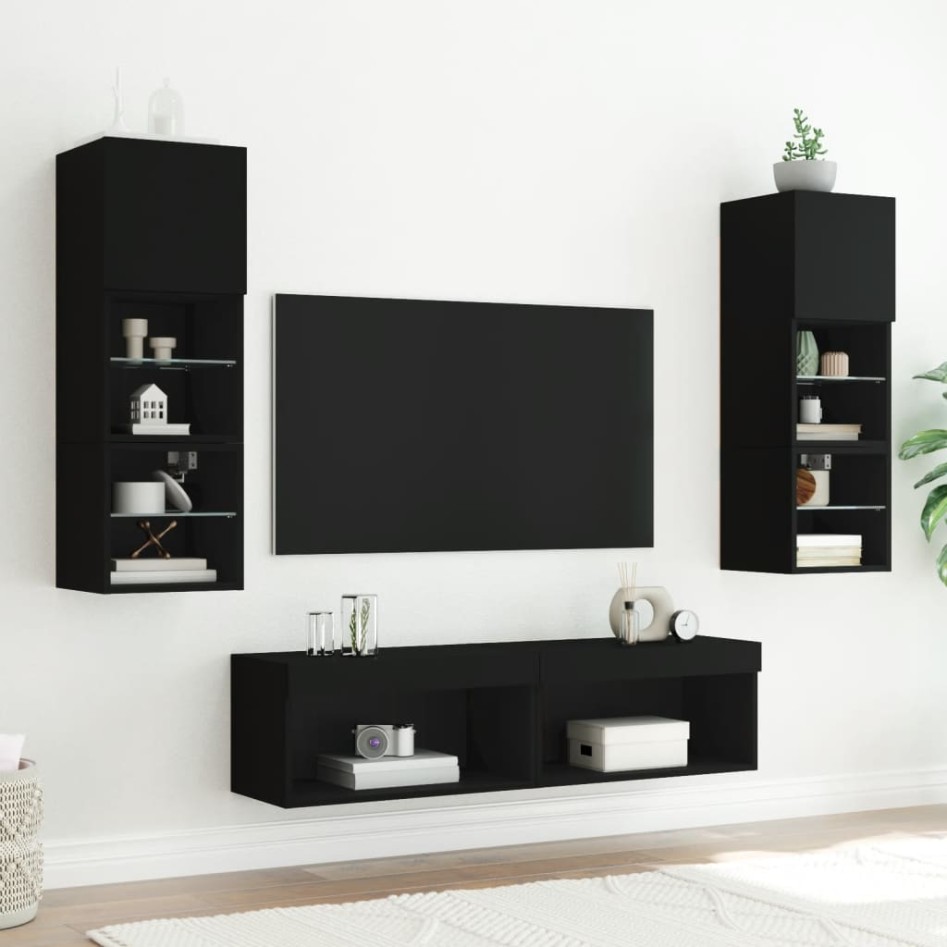 Mueble para TV con luces LED negro 60x30x30