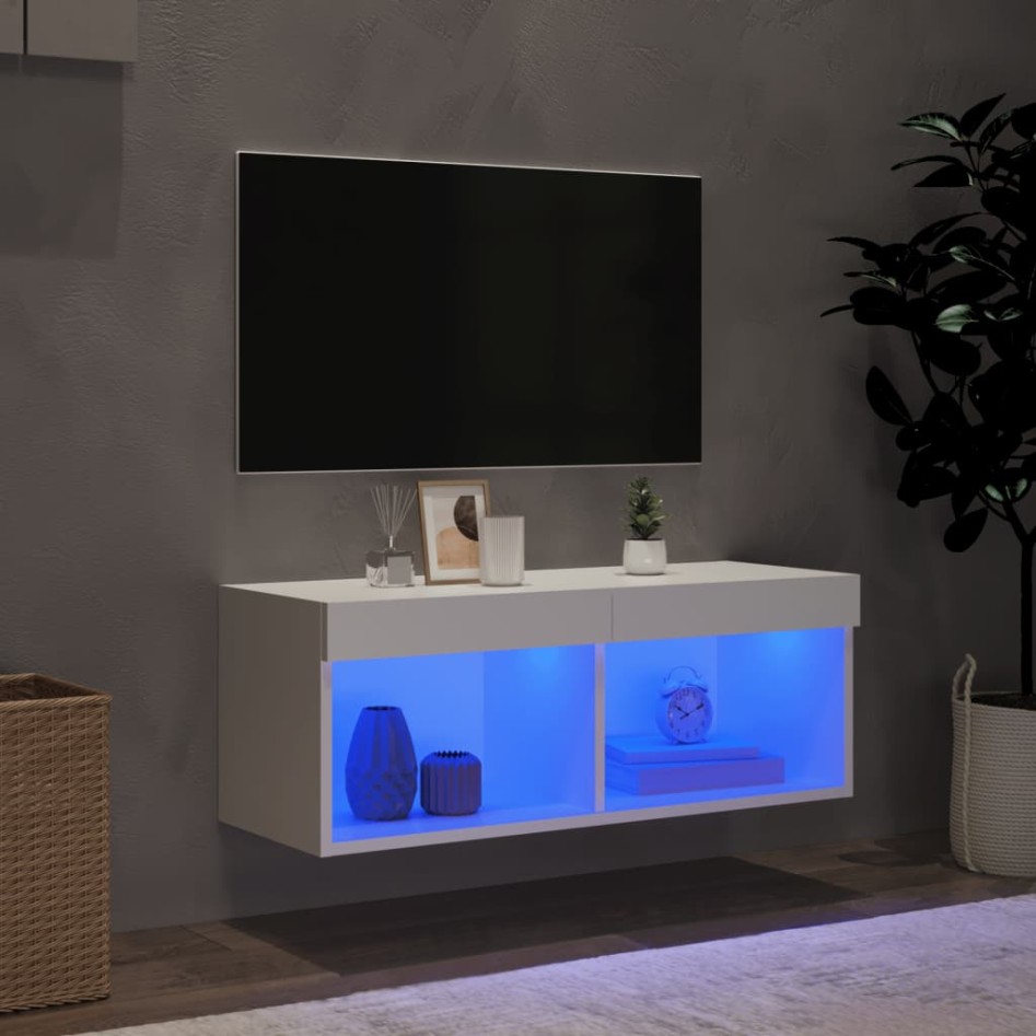 Mueble para TV con luces LED blanco 80x30x30