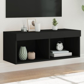 Mueble para TV con luces LED negro 80x30x30