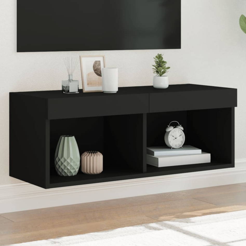 Mueble para TV con luces LED negro 80x30x30