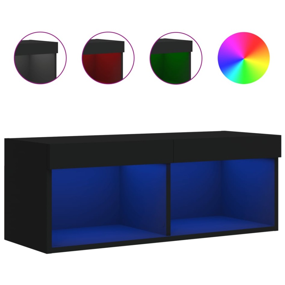 Mueble para TV con luces LED negro 80x30x30