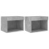 Mesitas de noche de pared con luces LED 2 uds gris
