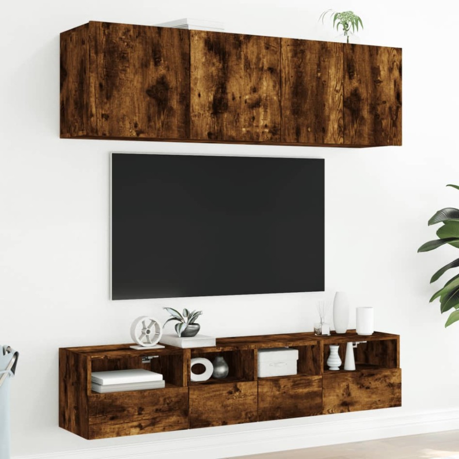 Muebles de pared para TV 2 uds madera roble ahumado 40x30x30