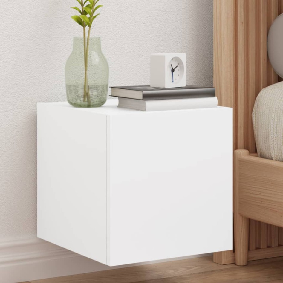 Mueble de TV de pared con luces LED blanco 30,5x35x30