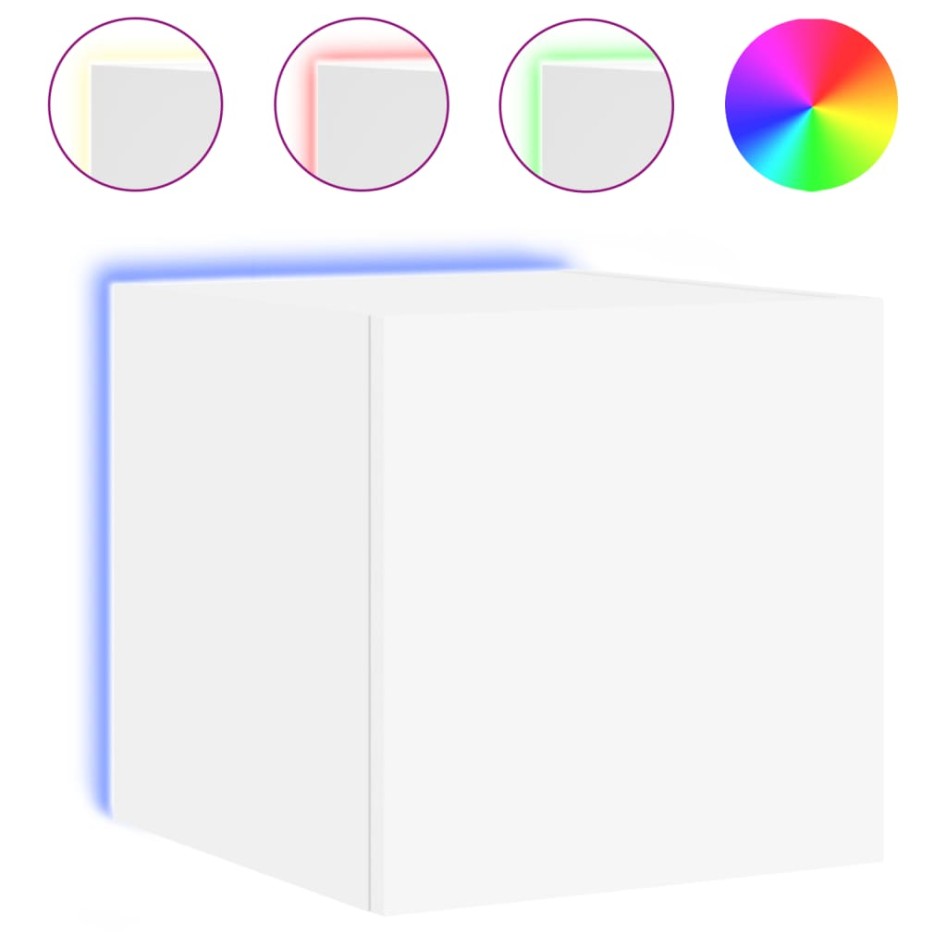 Mueble de TV de pared con luces LED blanco 30,5x35x30