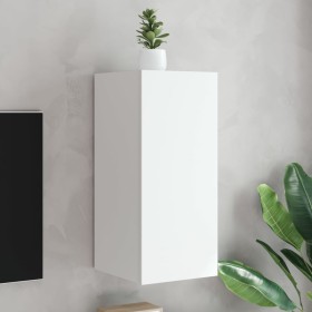 Mueble de TV de pared con luces LED blanco 30,5x35x70