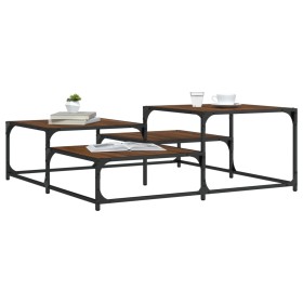 Mesa de centro madera de ingeniería roble marrón 107x107x40