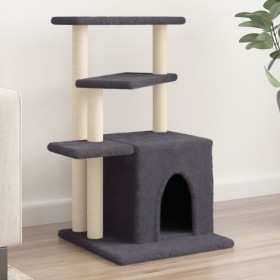 Rascador para gatos con postes de sisal gris oscuro 83,5