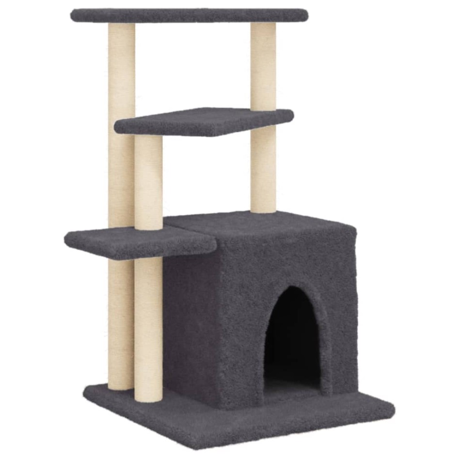 Rascador para gatos con postes de sisal gris oscuro 83,5