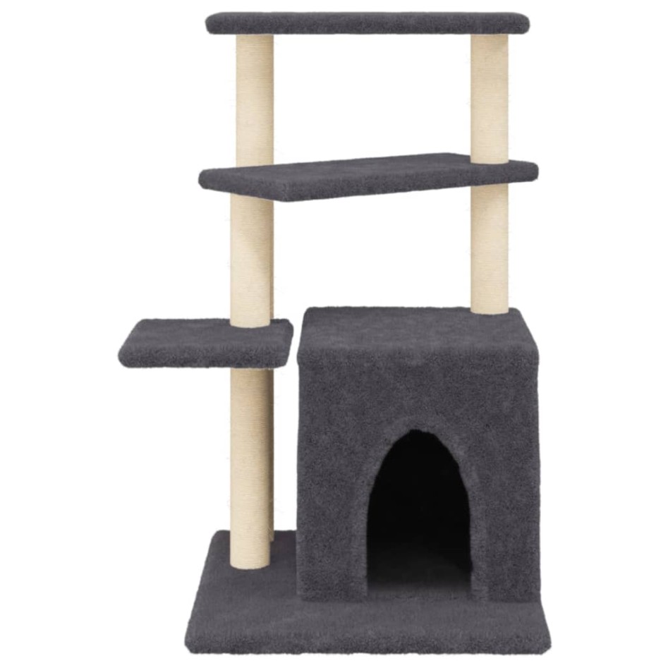 Rascador para gatos con postes de sisal gris oscuro 83,5