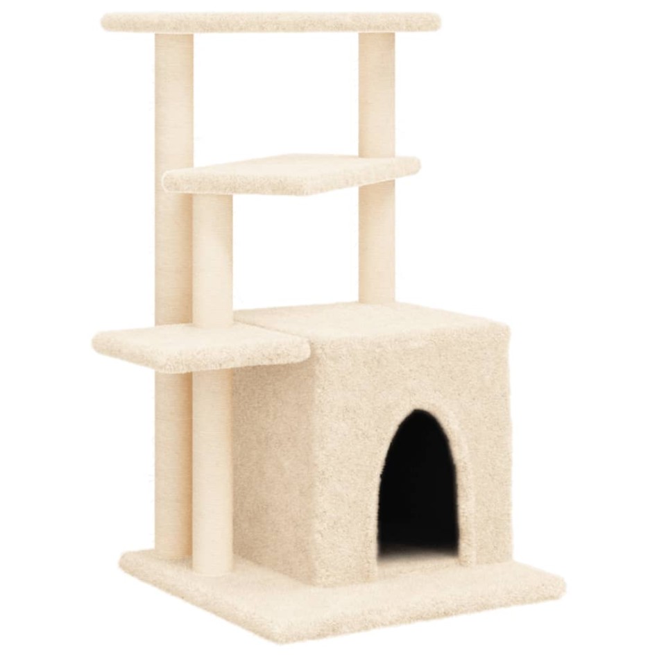 Rascador para gatos con postes de sisal color crema 83,5