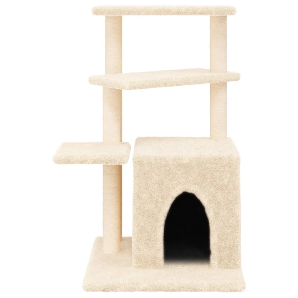 Rascador para gatos con postes de sisal color crema 83,5