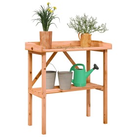 Mesa para plantas con estante madera abeto marrón 78x38x82,5