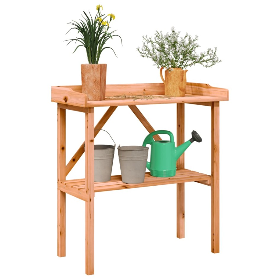 Mesa para plantas con estante madera abeto marrón 78x38x82,5