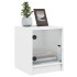 Mesitas de noche con puertas de vidrio 2 uds blanco 35x37x42