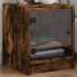 Mesitas noche puertas de vidrio 2 uds roble ahumado 35x37x42