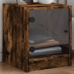 Mesitas noche puertas de vidrio 2 uds roble ahumado 35x37x42 cm