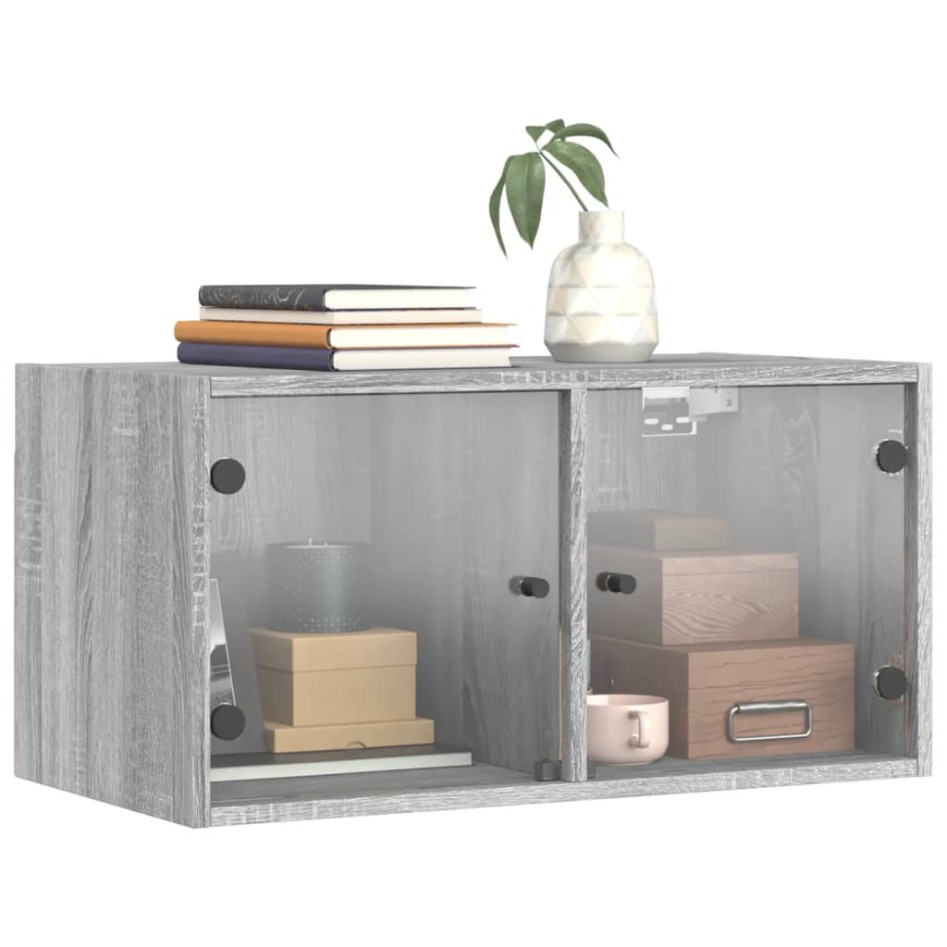 Mueble de pared puertas de vidrio gris Sonoma 68,5x37x35