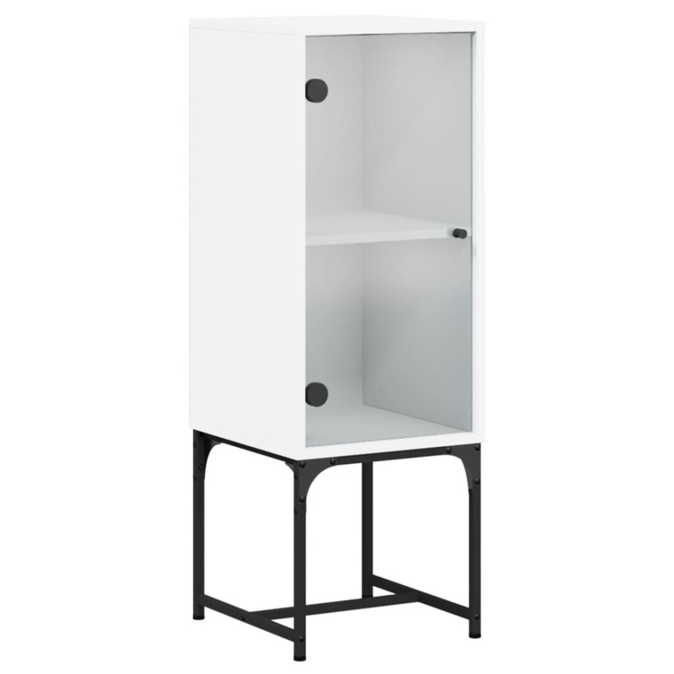 Armario auxiliar con puerta de vidrio blanco 35x37x100