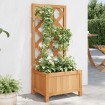 Jardinera con enrejado de madera maciza de abeto marrón