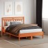 Cabecero de cama madera maciza de pino marrón cera 135