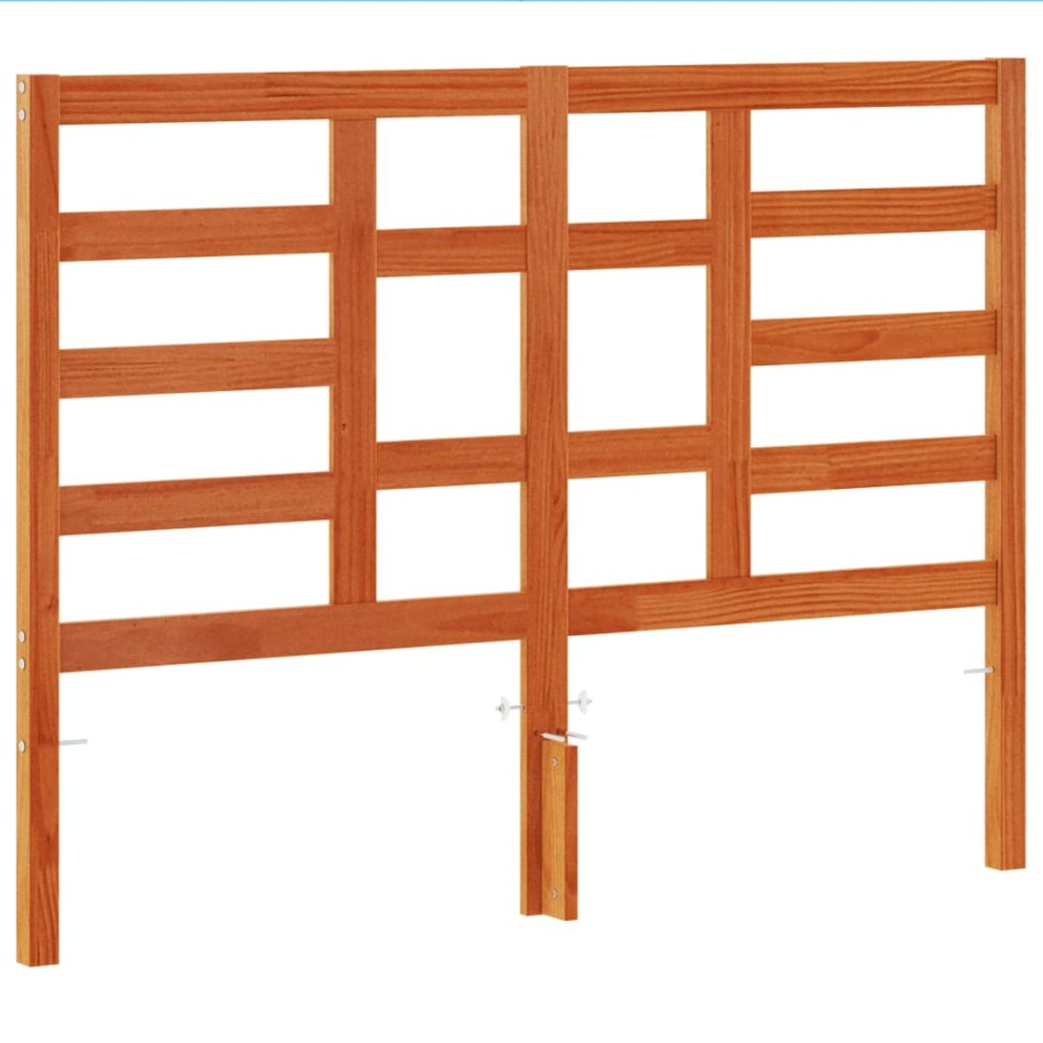 Cabecero de cama madera maciza de pino marrón cera 135