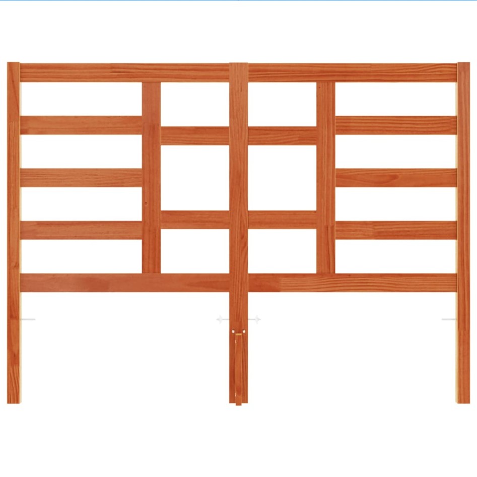 Cabecero de cama madera maciza de pino marrón cera 135