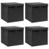 Cajas de almacenaje con tapas 4 uds tela negro 32x32x32