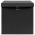 Cajas de almacenaje con tapas 4 uds tela negro 32x32x32