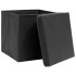 Cajas de almacenaje con tapas 4 uds tela negro 32x32x32