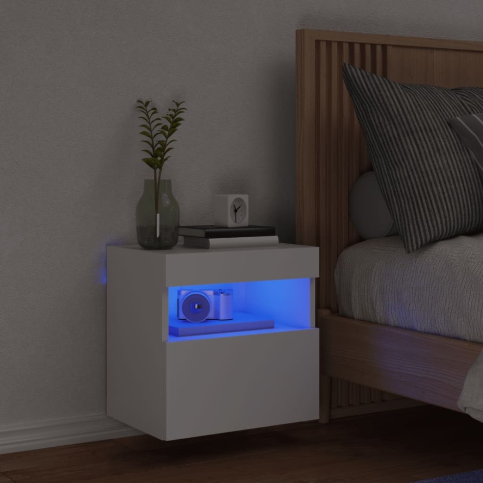 Mueble de TV de pared con luces LED blanco 40x30x40