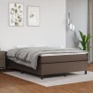 Estructura de cama box spring cuero sintético marrón 140x190 cm