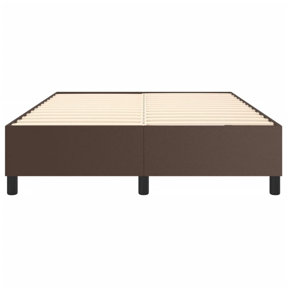 Estructura de cama box spring cuero sintético marrón 140x200