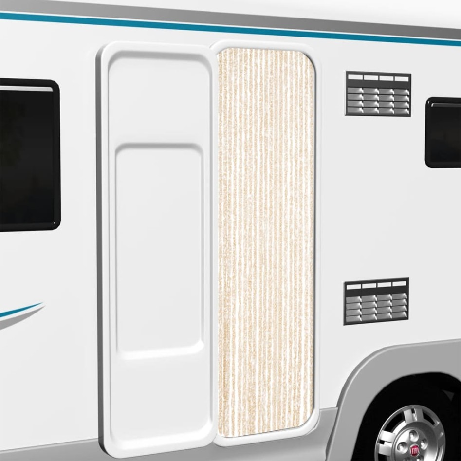 Cortina antimoscas chenilla beige y blanco 56x185