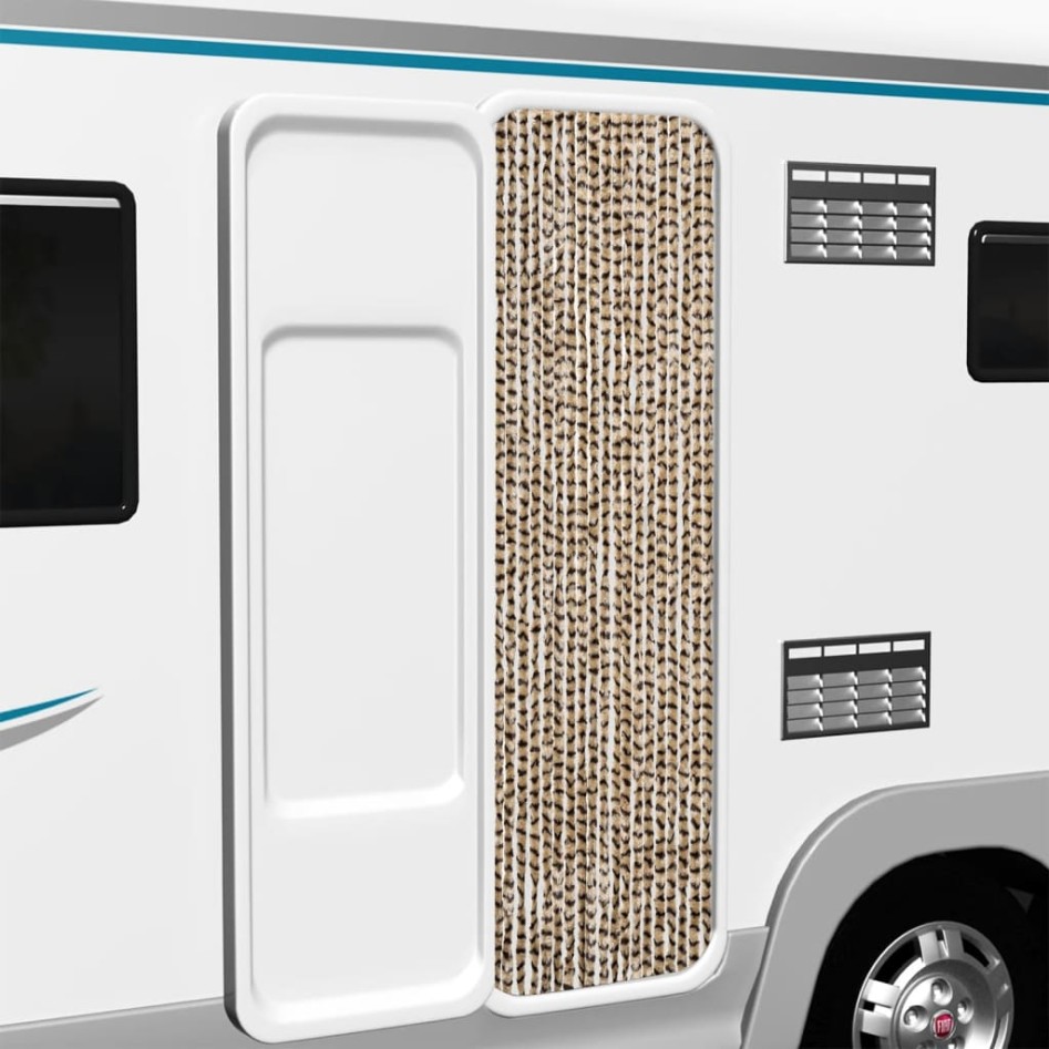 Cortina antimoscas chenilla beige y marrón 56x200