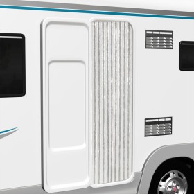 Cortina antimoscas chenilla gris claro y blanco 56x185