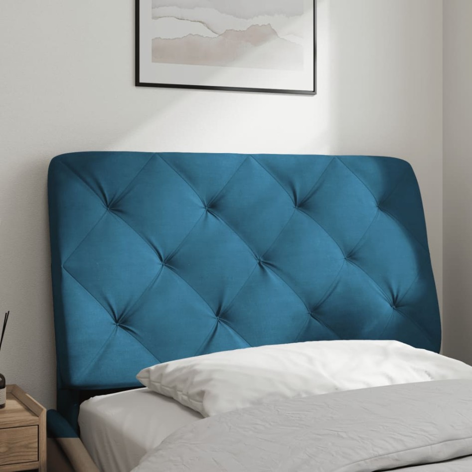Cabecero de cama acolchado terciopelo azul 90